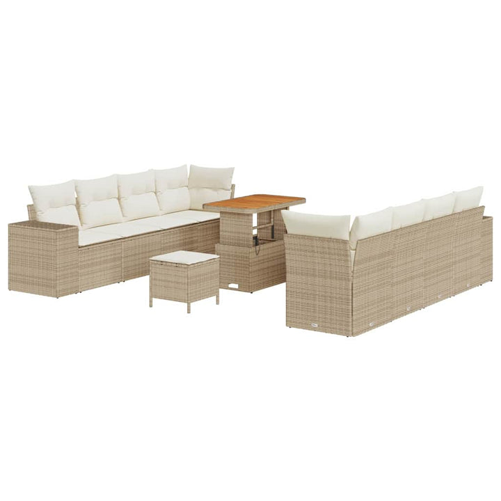 Havesofa Sæt med pude 11 pcs Beige og creme polyrattan