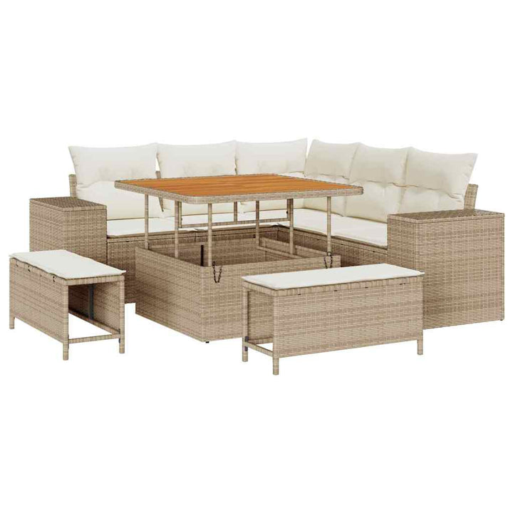 Havesofa Sæt 8 stk. 7-Antal sæder Beige og creme polyrattan
