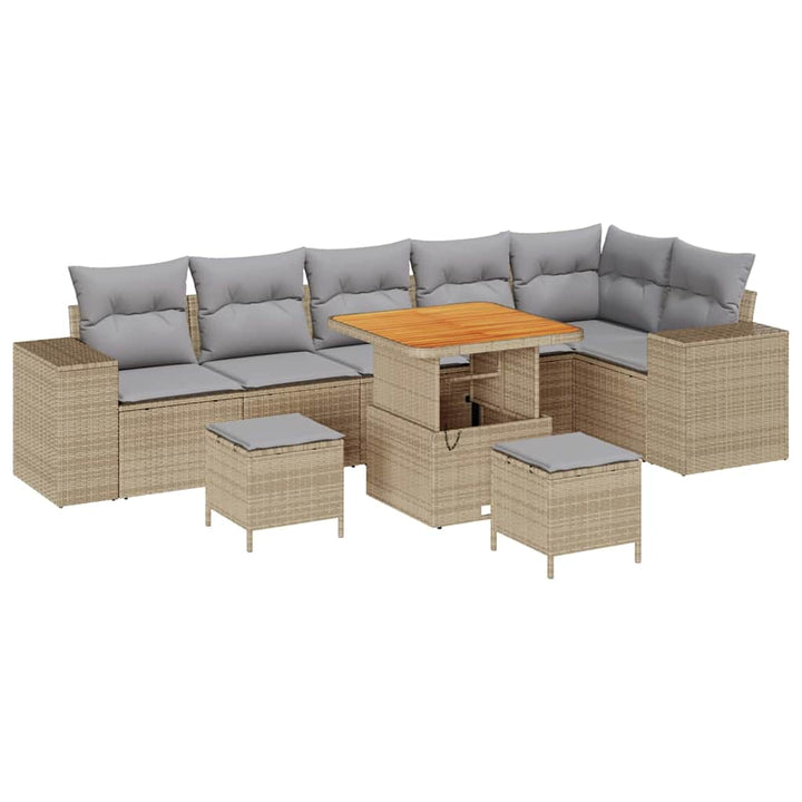 Havesofa Sæt 9 stk. 6-Antal sæder Beige og lys grå polyrattan