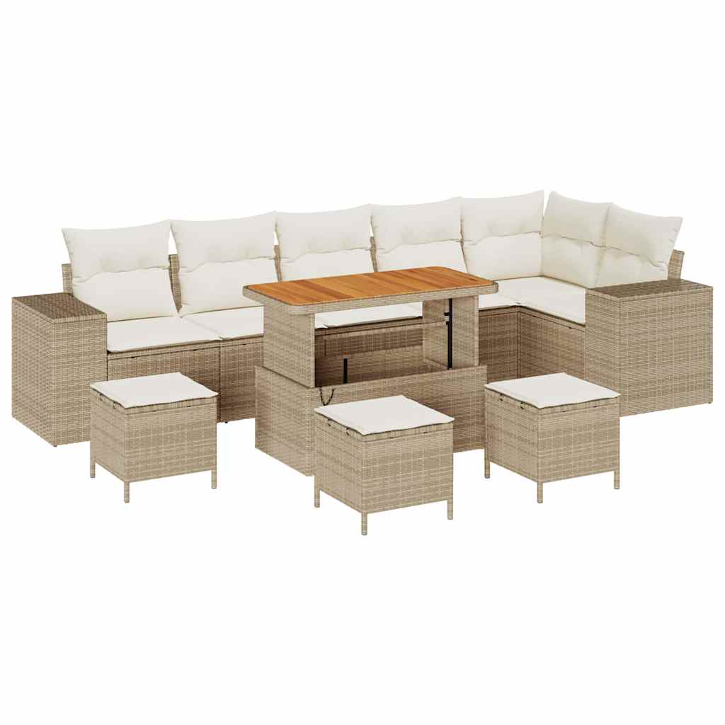 Havesofa Sæt 10 stk. 6-Antal sæder Beige og creme polyrattan