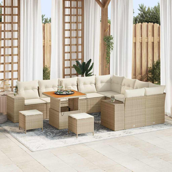 Havesofa Sæt 12 stk. 9-Antal sæder Beige og creme polyrattan