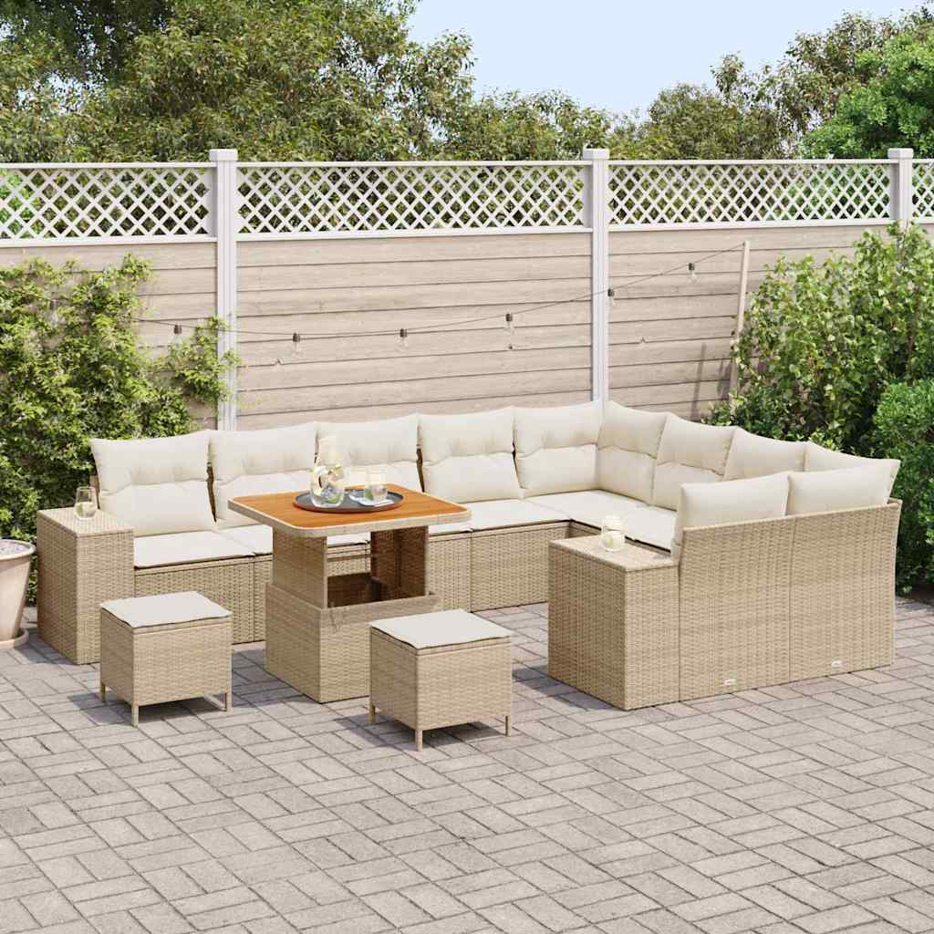 Havesofa Sæt 12 stk. 9-Antal sæder Beige og creme polyrattan