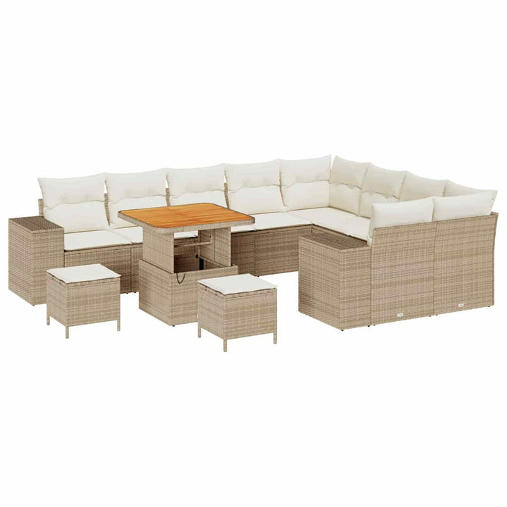 Havesofa Sæt 12 stk. 9-Antal sæder Beige og creme polyrattan
