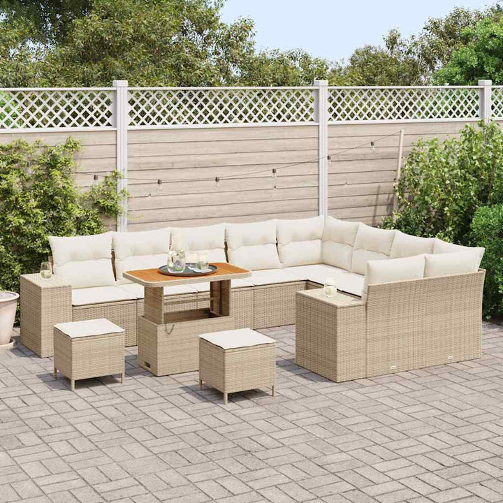 Havesofa Sæt 12 stk. 9-Antal sæder Beige og creme polyrattan
