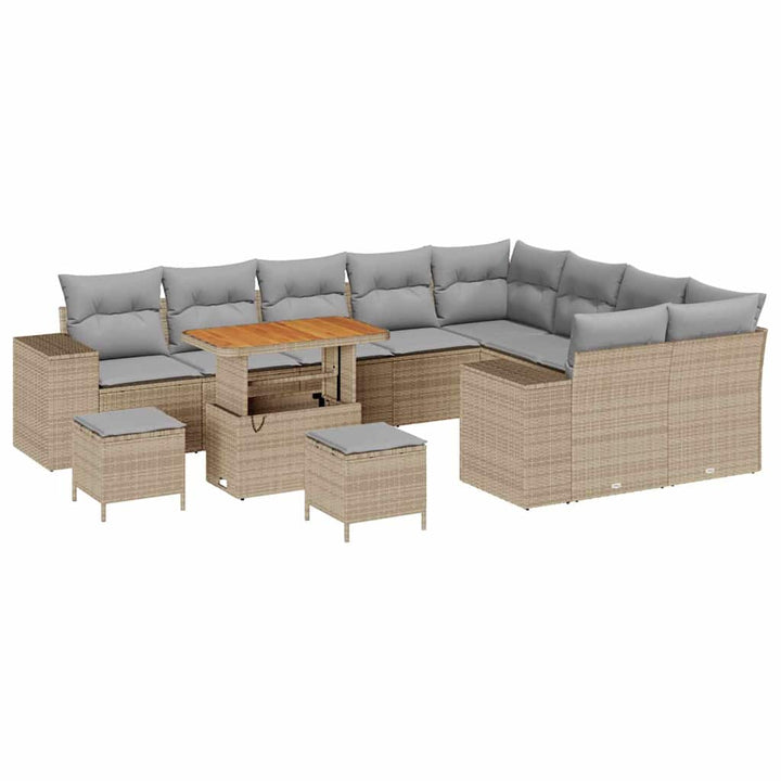 Havesofa Sæt med pude med opbevaring 12 pcs Beige og lys grå
