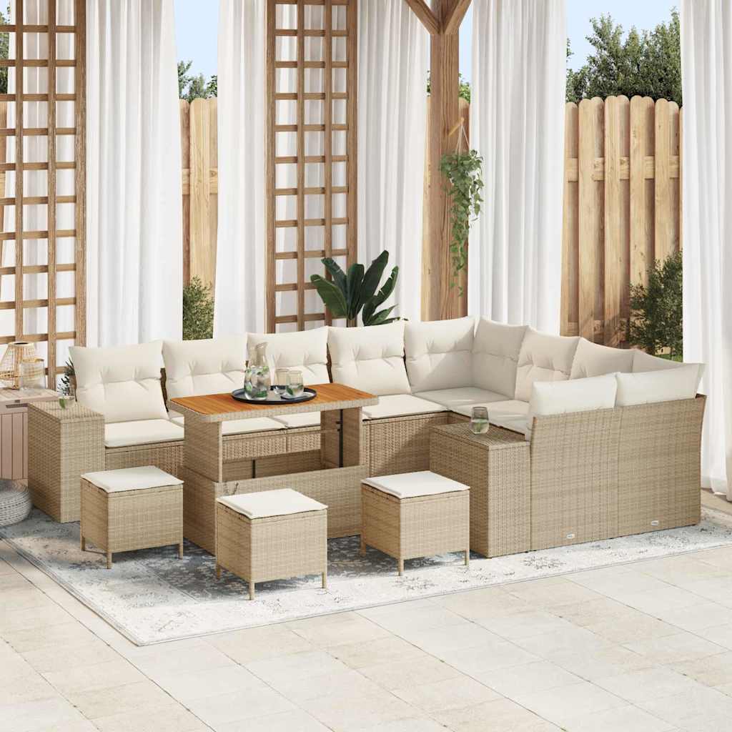 Havesofa Sæt 13 stk. 9-Antal sæder Beige og creme polyrattan