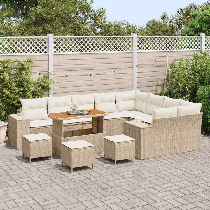Havesofa Sæt 13 stk. 9-Antal sæder Beige og creme polyrattan