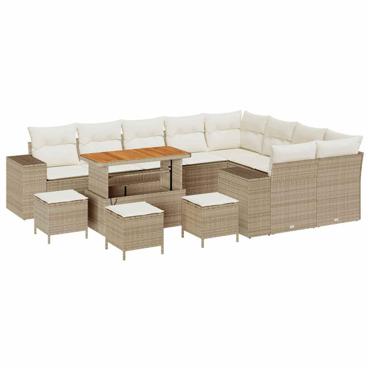 Havesofa Sæt 13 stk. 9-Antal sæder Beige og creme polyrattan