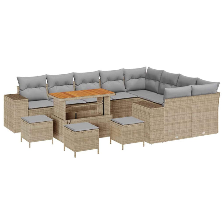 Havesofa Sæt med pude med opbevaring 13 pcs Beige og lys grå