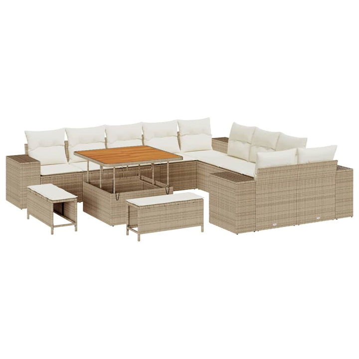 Havesofa Sæt 13 stk. Beige og creme polyrattan