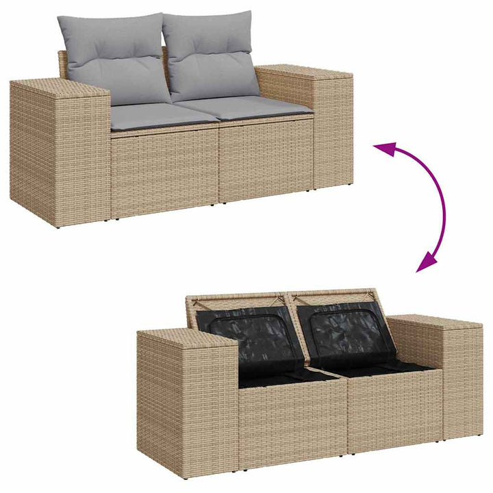 Havesofa Sæt med pude 13 pcs Beige og lys grå polyrattan