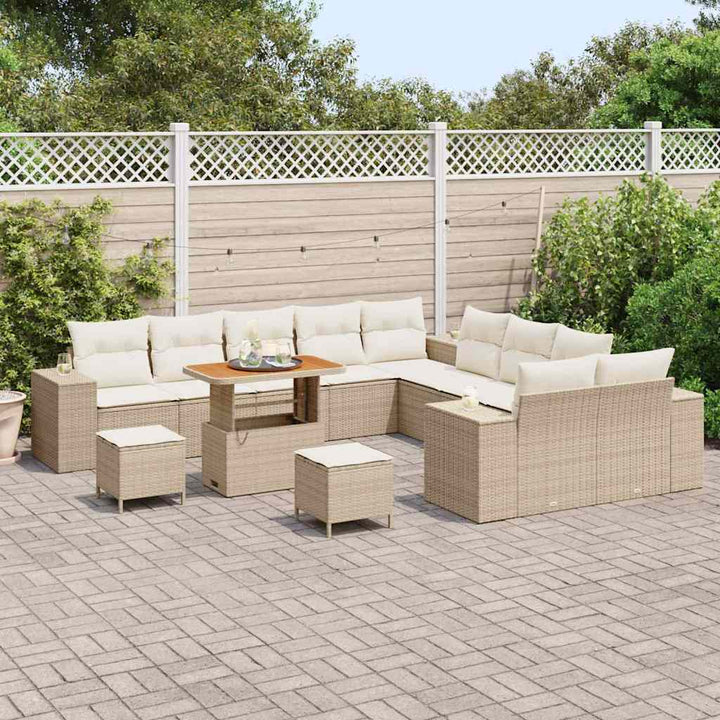 Havesofa Sæt 13 stk. Beige og creme polyrattan
