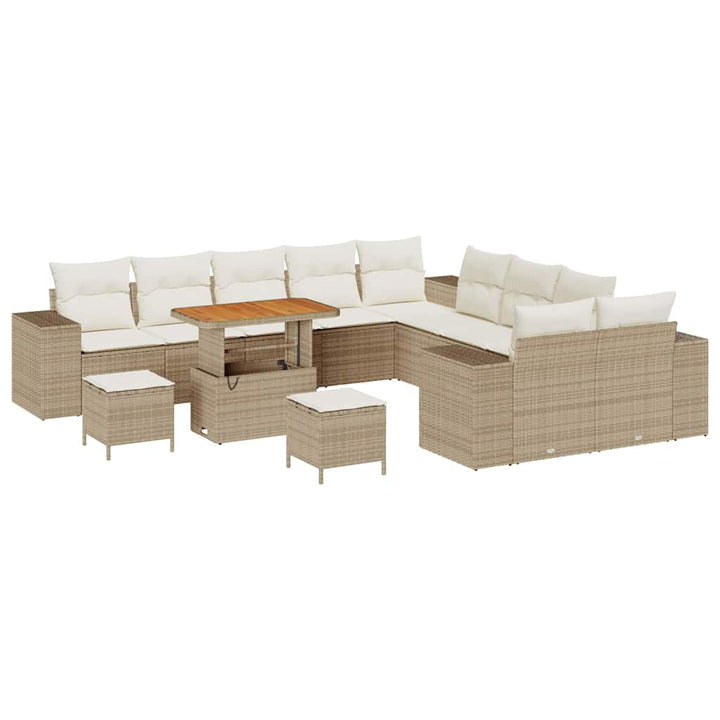 Havesofa Sæt 13 stk. Beige og creme polyrattan