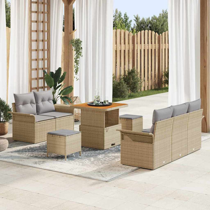 Havesofa Sæt med pude med opbevaring 8 pcs Beige og lys grå