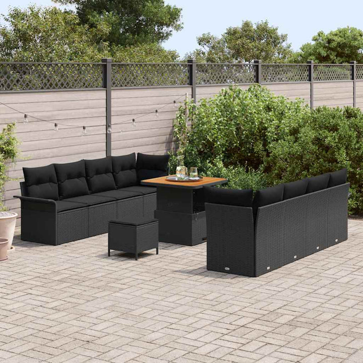 Havesofa Sæt med pude med opbevaring Sort 80 x 80 x 71 cm