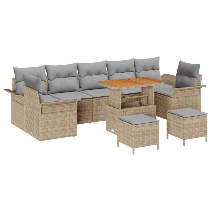 Havesofa Sæt med pude med opbevaring 10 pcs Beige og lys grå