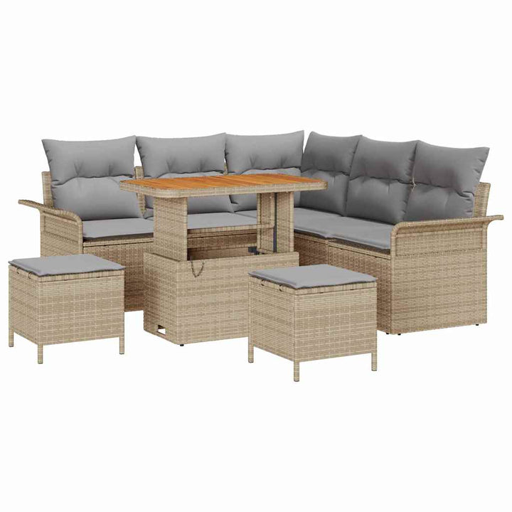 Havesofa Sæt med pude med opbevaring 8 pcs Beige og lys grå