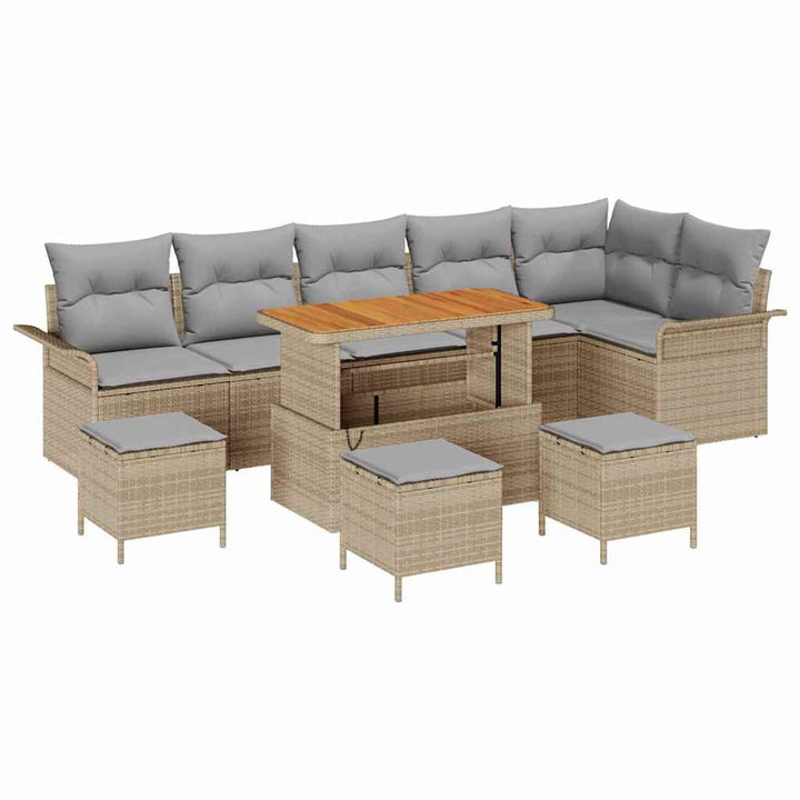Havesofa Sæt med pude med opbevaring 10 pcs Beige og lys grå