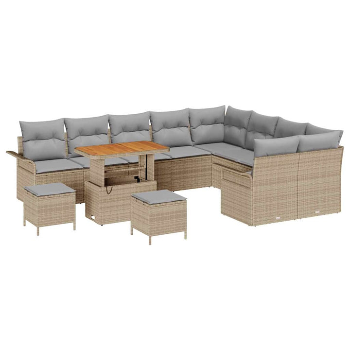 Havesofa Sæt med pude med opbevaring 12 pcs Beige og lys grå