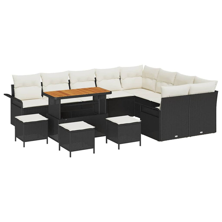 Havesofa Sæt med pude med opbevaring 13 pcs Sort og Cream