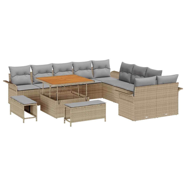 Havesofa Sæt med pude med opbevaring 13 pcs Beige og lys grå