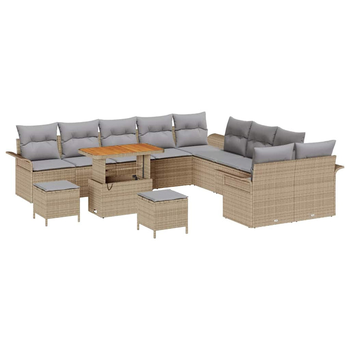 Havesofa Sæt med pude med opbevaring 13 pcs Beige og lys grå