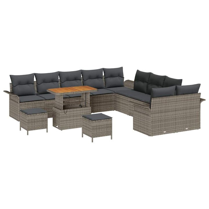 Havesofa Sæt 13 pcs Grå Polyrattan, stål og massivt akacietræ