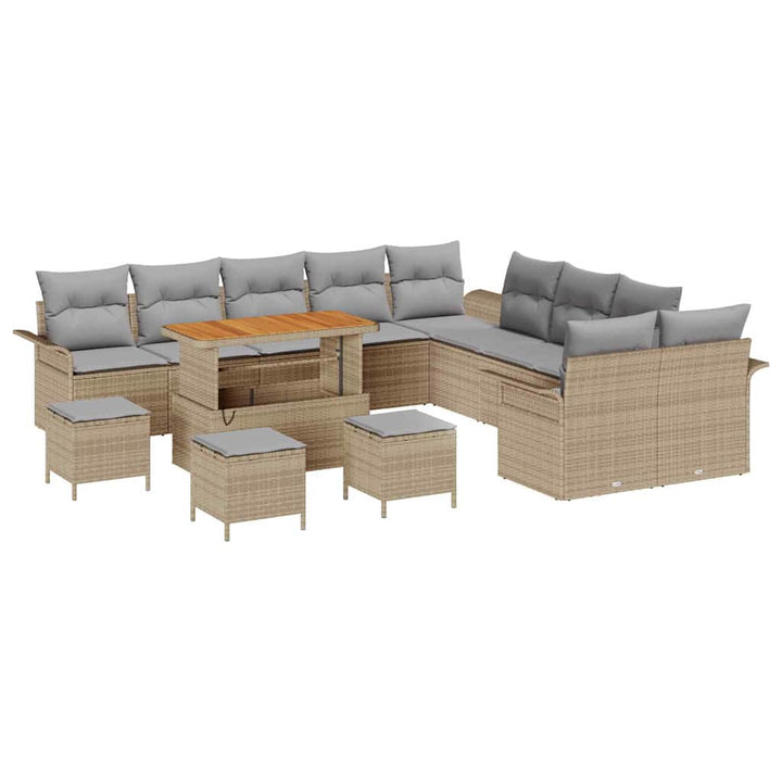Havesofa Sæt med pude med opbevaring 14 pcs Beige og lys grå