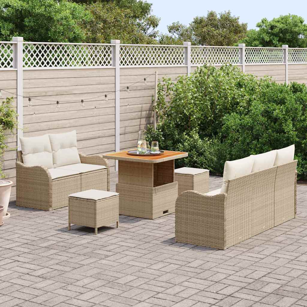 Havesofa Sæt med pude med opbevaring 8 pcs Beige og creme