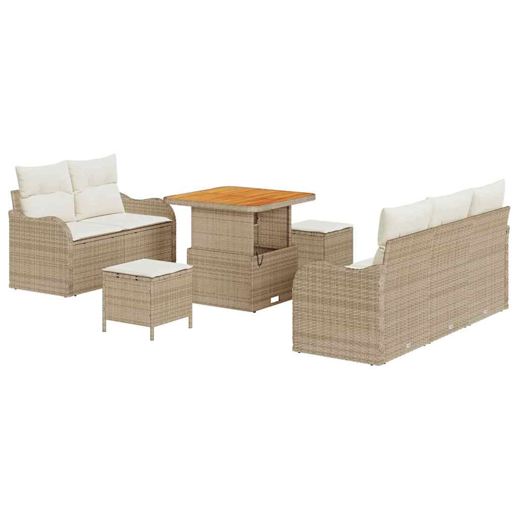 Havesofa Sæt med pude med opbevaring 8 pcs Beige og creme
