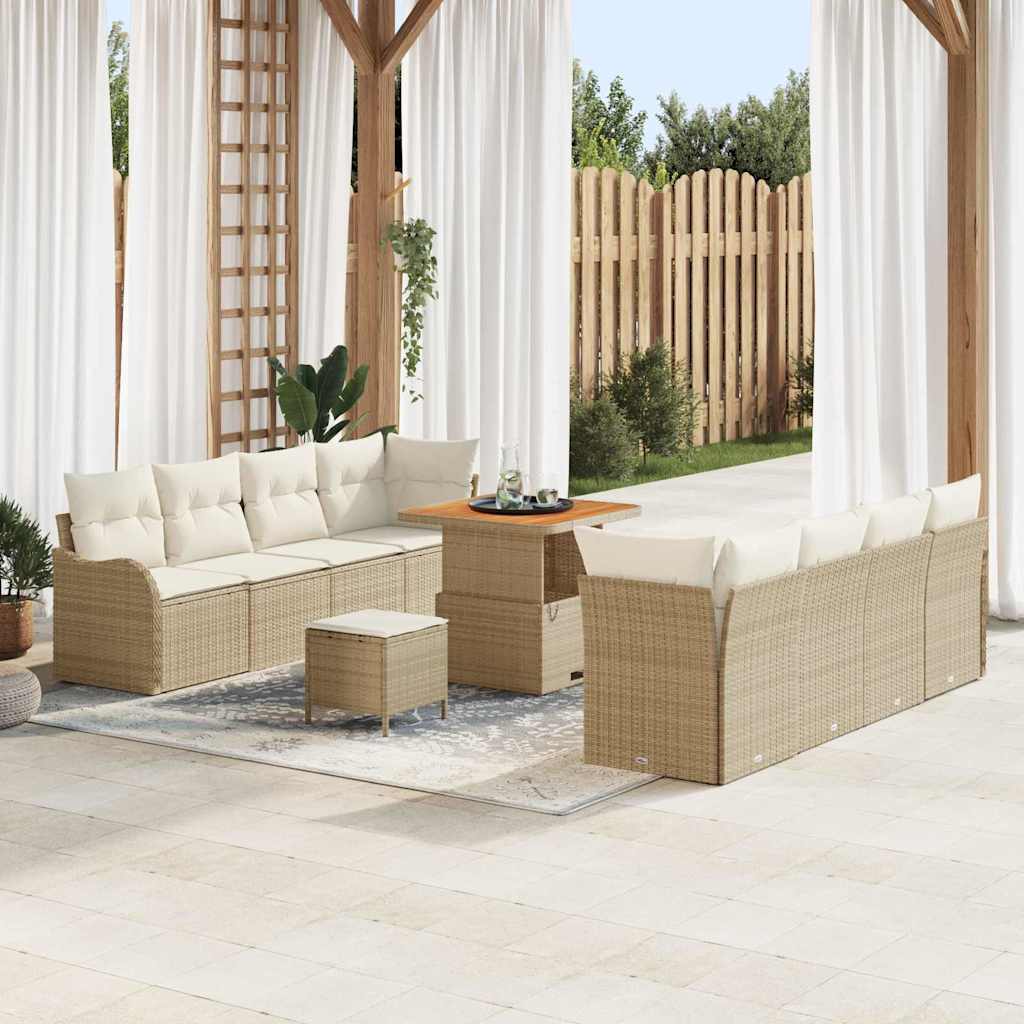 Havesofa Sæt med pude med opbevaring 11 pcs Beige og creme