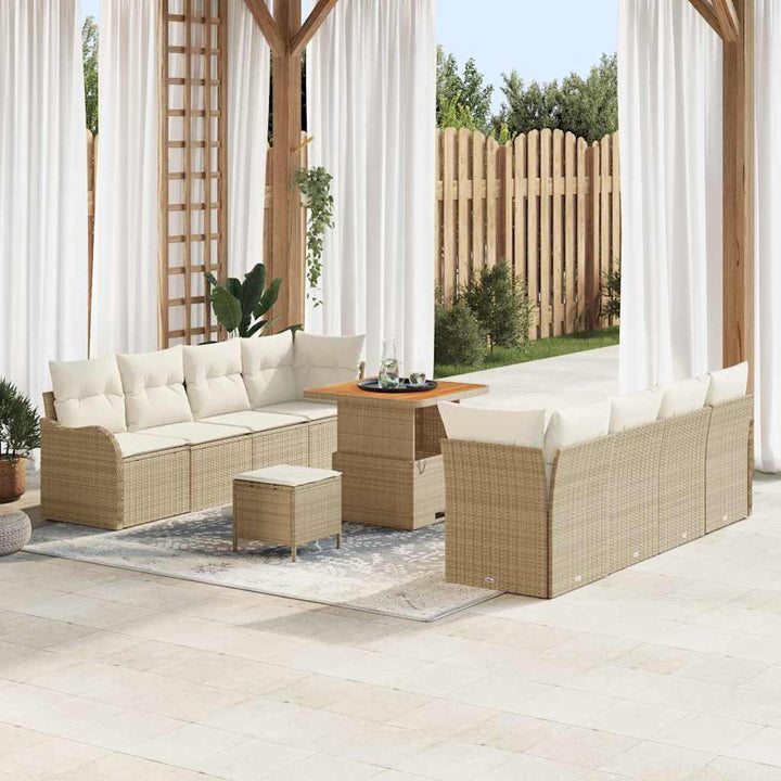 Havesofa Sæt med pude med opbevaring 11 pcs Beige og creme