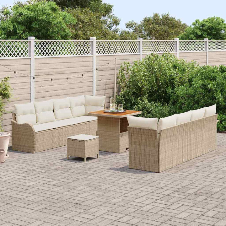 Havesofa Sæt med pude med opbevaring 11 pcs Beige og creme