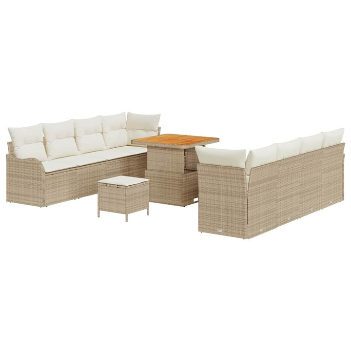 Havesofa Sæt med pude med opbevaring 11 pcs Beige og creme