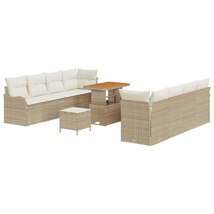 Havesofa Sæt med pude med opbevaring 11 pcs Beige og creme
