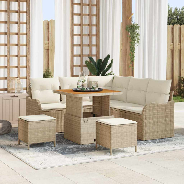 Havesofa Sæt med pude med opbevaring 8 pcs Beige og creme