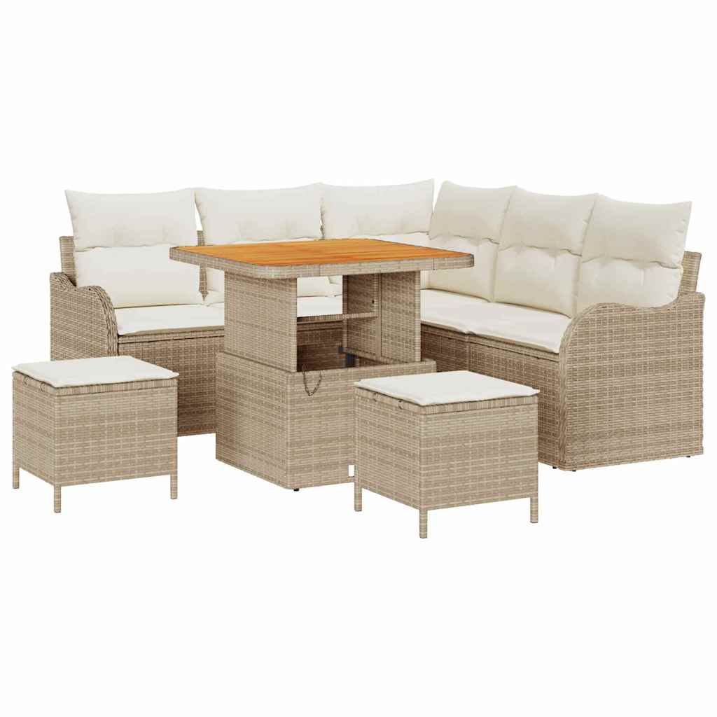 Havesofa Sæt med pude med opbevaring 8 pcs Beige og creme