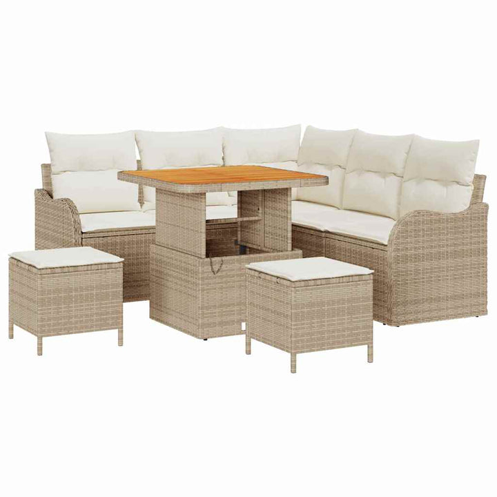 Havesofa Sæt med pude med opbevaring 8 pcs Beige og creme