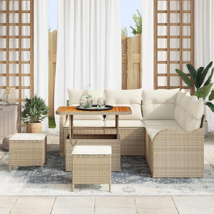 Havesofa Sæt med pude med opbevaring 8 pcs Beige og creme