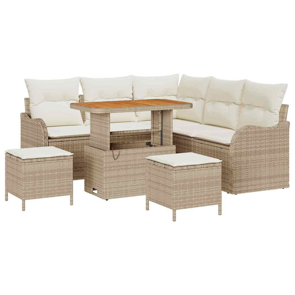 Havesofa Sæt med pude med opbevaring 8 pcs Beige og creme