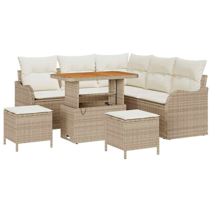 Havesofa Sæt med pude med opbevaring 8 pcs Beige og creme