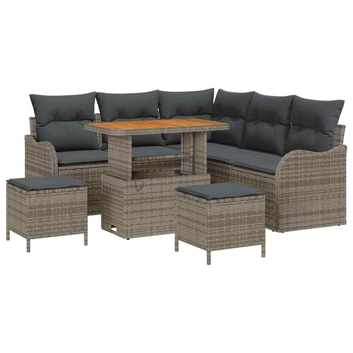Havesofa Sæt 8 pcs Grå Polyrattan, stål og massivt akacietræ