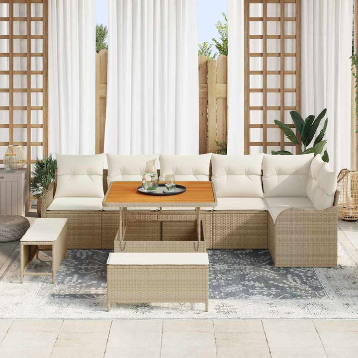 Havesofa Sæt med pude med opbevaring 9 pcs Beige og creme