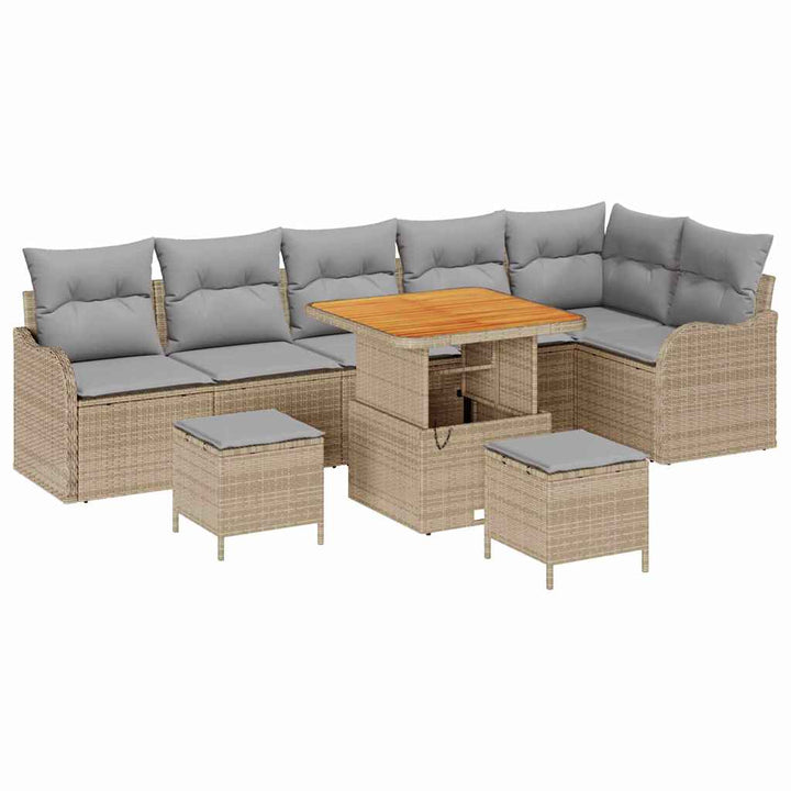 Havesofa Sæt 9 stk. 8-Antal sæder Beige og lys grå