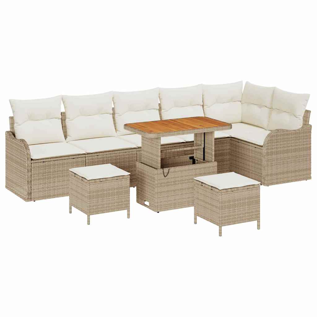 Havesofa Sæt med pude med opbevaring 9 pcs Beige og creme