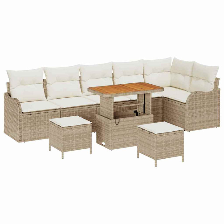 Havesofa Sæt med pude med opbevaring 9 pcs Beige og creme