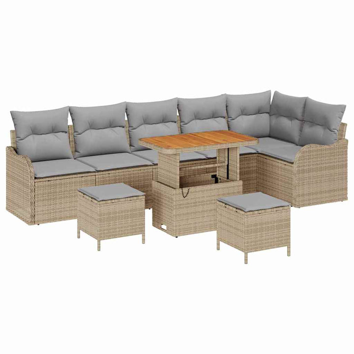 Havesofa Sæt med pude med opbevaring 9 pcs Beige og lys grå