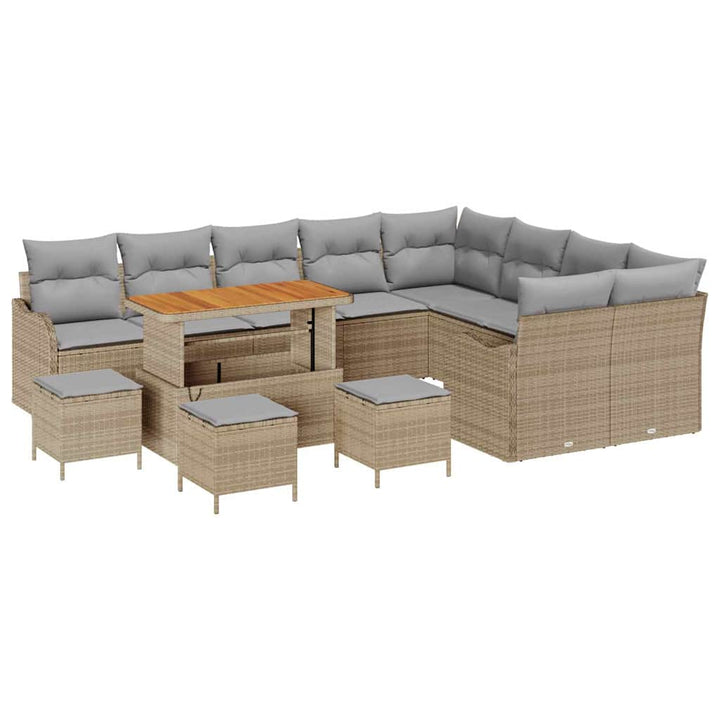 Havesofa Sæt med pude med opbevaring 13 pcs Beige og lys grå