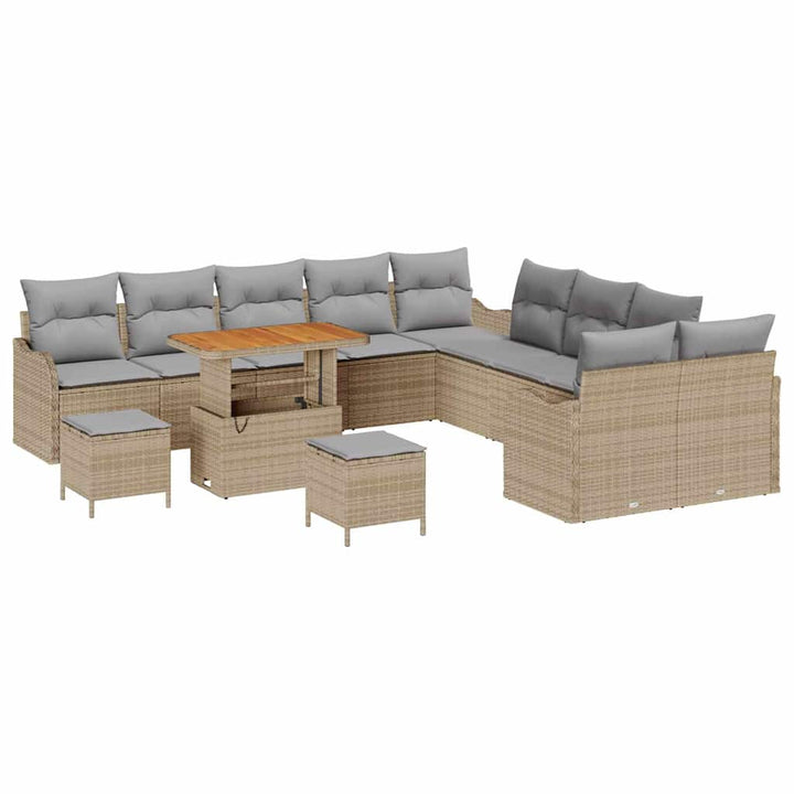 Havesofa Sæt med pude med opbevaring 13 pcs Beige og lys grå