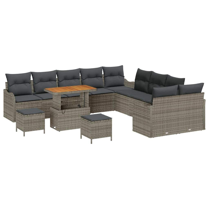 Havesofa Sæt 13 pcs Grå Polyrattan, stål og massivt akacietræ